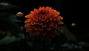 makro stänga upp av en våt gerbera daisy i naturlig skönhet genererad förbi ai foto