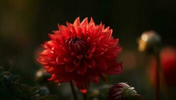 vibrerande dahlia blomma, en gåva av natur skönhet i makro genererad förbi ai foto