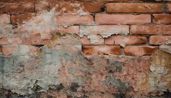 riden tegel vägg, rostig och skadad, ett gammal ruin genererad förbi ai foto