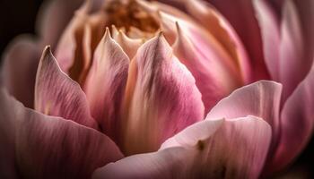 vibrerande rosa och lila kronblad smycka enda dahlia blomma genererad förbi ai foto