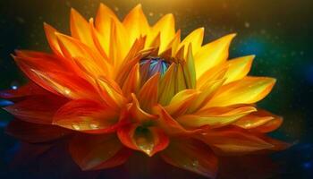 vibrerande kronblad av en mång färgad dahlia i höst skönhet genererad förbi ai foto