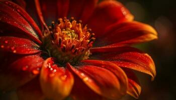 vibrerande gerbera daisy i daggig äng, skönhet i natur mönster genererad förbi ai foto