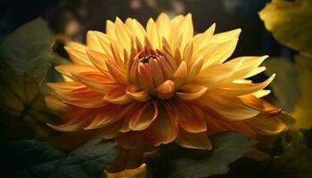 vibrerande lotus vatten lilja i formell trädgård symboliserar elegans genererad förbi ai foto