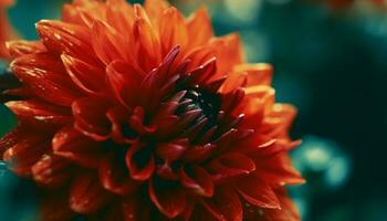 vibrerande mång färgad dahlia blomma i formell trädgård vas genererad förbi ai foto