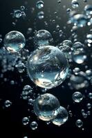 flytande 3d vatten bubblor. ai generativ foto