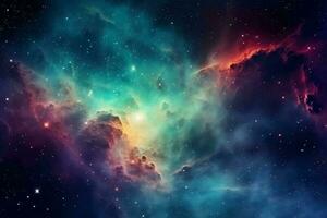 starry natt himmel, färgrik Plats galax moln nebulosa. ai generativ foto