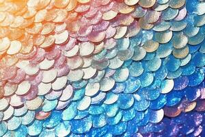 vatten textur, sjöjungfru svans textur, glittrig, glitter, pärla nyanser, Sol lysa skarpt, textur pastell bakgrund. ai generativ foto