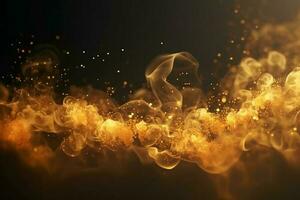 gyllene bokeh partikel lampor och gyllene rök effekter. ai generativ foto