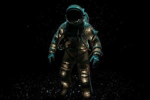 ai genererad utforska existentialism genom astronaut. formad ljus målning, volumetriska belysning och detaljerad springer. foto