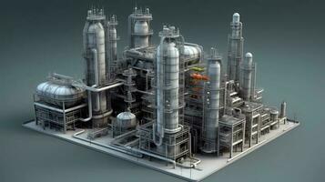stor industriell olja raffinaderi petrokemiska växt med Utrustning och rör. ai genererad foto