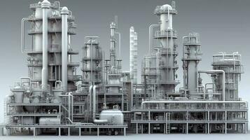 stor industriell olja raffinaderi petrokemiska växt med Utrustning och rör. ai genererad foto