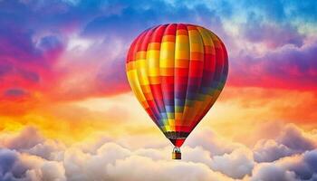 sommar äventyr varm luft ballong leviterar mitten luft över berg landskap genererad förbi ai foto