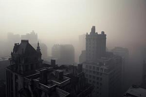 ai genererad grå blekhet av de smog ger de stad ett kusligt och livlös utseende. foto