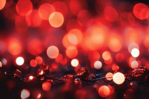abstrakt jul bakgrund med bokeh defocused lampor och röd Färg foto