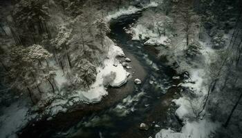 lugn scen av majestätisk vinter- skönhet i alberta berg räckvidd genererad förbi ai foto