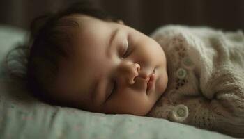lugn bebis pojke tupplur lugnt i bekväm filt på Hem genererad förbi ai foto