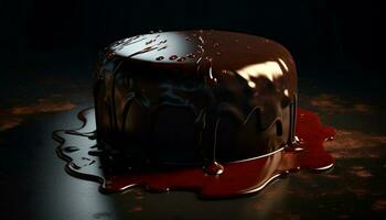 eftergiven choklad kaka med färsk frukt dekoration för födelsedag firande genererad förbi ai foto