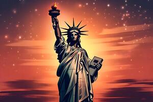 känd staty av frihet, ny york ai genererad foto