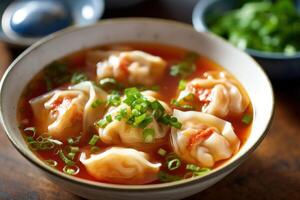 stock Foto av wonton soppa ursprung i nordlig Kina mat fotografi generativ ai