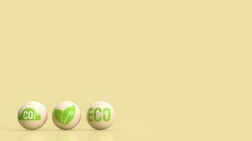 de eco ikon på trä boll 3d tolkning foto