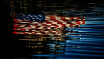 amerikan flagga vågor i krusigt vatten skönhet genererad förbi ai foto