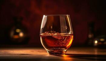 lyx whisky glas speglar gyllene elegans och rikedom genererad förbi ai foto