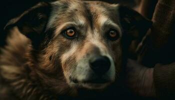 porträtt av en lojala svart och vit gräns collie valp generativ ai foto