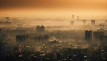 beijing urban horisont glöder på skymning, en känd stadsbild generativ ai foto