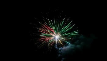 explosiv fyrverkeri visa tänds glädje på fjärde av juli natt generativ ai foto
