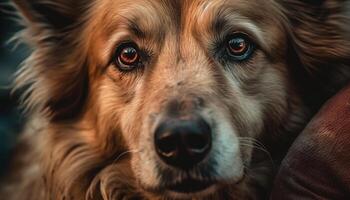 renrasig hund porträtt lojala retriever och fluffig sheepdog vänskap generativ ai foto