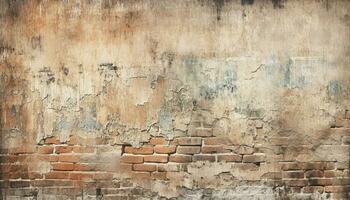rustik tegel vägg med bedrövad mönster, perfekt för grunge bakgrunder genererad förbi ai foto