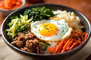 stock Foto av bibimbap ibland romaniserad som bi bim bap mat fotografi generativ ai