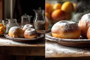 stock Foto av bomboloni italiensk munkar Mer garnering mat fotografi generativ ai