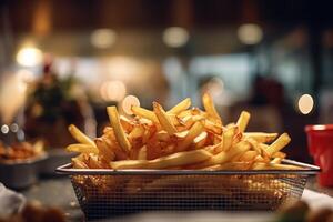 stock Foto av friterad frites filmiska redaktionell mat fotografi generativ ai