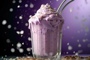 iced taro milkshake profesional reklam mat fotografi ai genererad foto