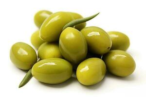 oliv frukt vit isolerat bakgrund mat fotografi ai genererad foto