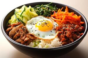 stock Foto av bibimbap ibland romaniserad som bi bim bap mat fotografi generativ ai