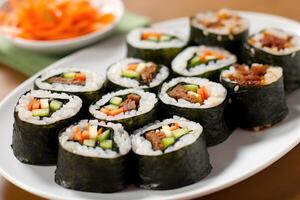 stock Foto av kimbap eller ibland stavat gimbap betyder tång och ris mat fotografi generativ ai