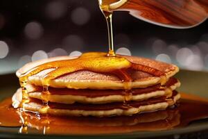 stock Foto av pannkaka med honung glasyr mat fotografi generativ ai