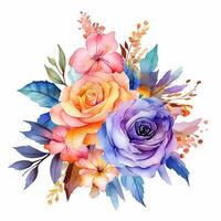 vattenfärg blommig blomma design, bröllop dekoration, ai genererad foto