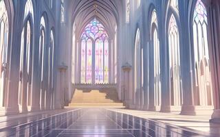 anime katedral, kyrka, generativ ai foto