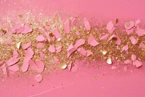 en rosig rosa bakgrund med gyllene glitter ai genererad foto