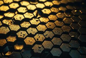 mörk guld abstrakt bakgrund organisk former abstrakt geometrisk mosaik- mönster skapas med generativ ai teknologi foto