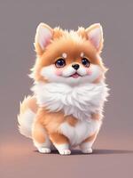söt mycket liten hyperrealistisk anime hund från pokemon. ai genererad. foto