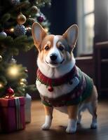 corgi i jul tröja. ai genererad foto