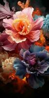 explosion av färger, episk blommor.. ai genererad foto