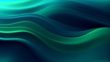 abstrakt mörk grön och blå flytande Vinka bakgrund. ai genererad foto