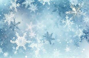 ofokuserad snöflingor vinter- bakgrund illustration. ai genererad foto