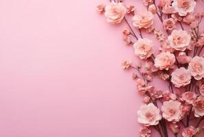 skön rosa blommor på rosa bakgrund.ai genererad foto