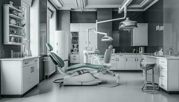 modern dental kontor med rena, ljus design och rostfri stål Utrustning genererad förbi ai foto